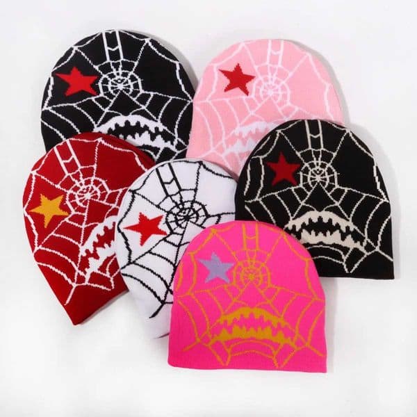 Halloween Spider Web Pattern Knitted Hat Personalized Fashion Trend Mens and Womens Autumn/Winter Warm BeaniesXJ251110
