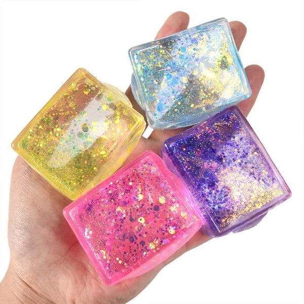 New Arrival Maltose simulation tofu small ice cubes anti pressure slow rebound Aurora color squeezing TPR block stress reducing toy T250410
