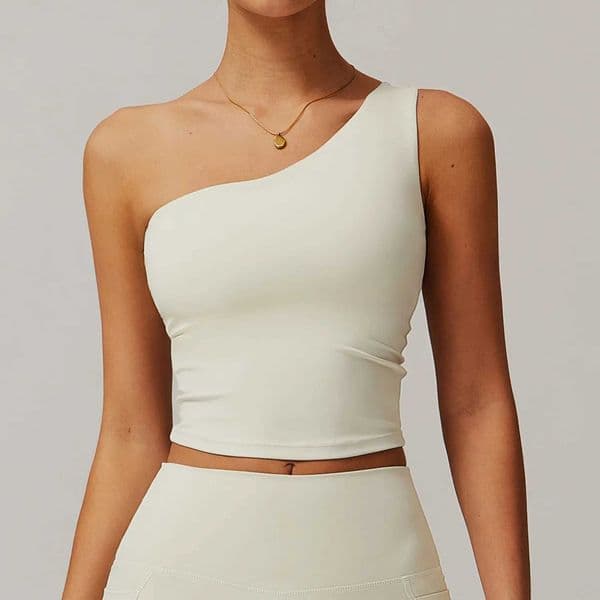 New sexy vest one shoulder running sports vest top womens Oblique shoulder sleeveless fitness yoga vest top sports push up braXJ250410