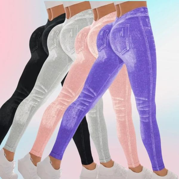 Women Sport Yoga Leggings Faux Jeans Skinny Tight Seamless Fitness Outerdoor Pants 251105