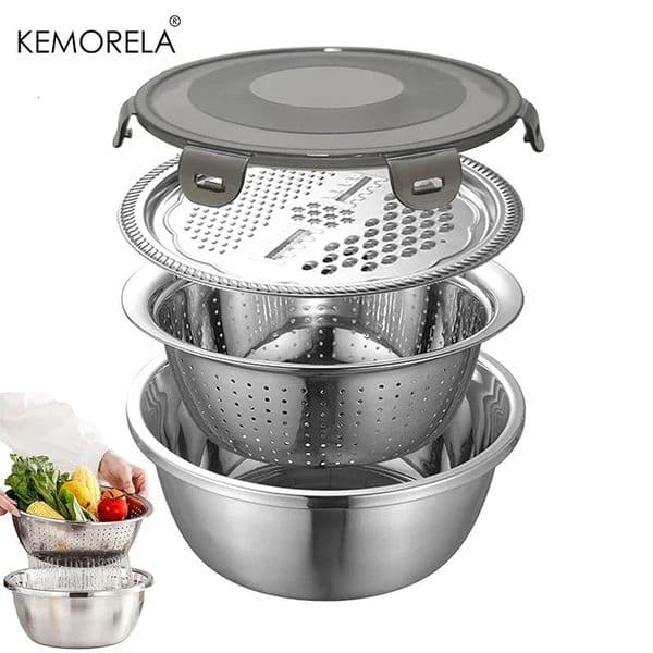 4Pcs/Set Multifunctional Kitchen Graters Cheese with Stainless Steel Drain Basin for Vegetables Fruits Salad Kitchen Items 250402