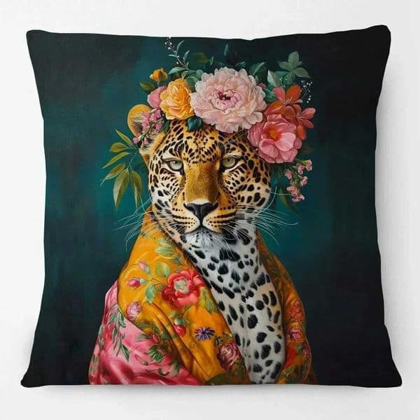 Leopard hairpin flower portrait pillow home sofa decoration 45 45cm only pillowcase Y251110