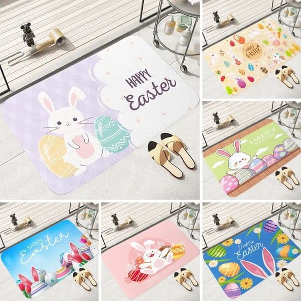Easter Egg Rabbit Floor Mat Home Decoration Living Room Entrance Foot Mat Bathroom Water-Absorbent Carpet 250407BJ