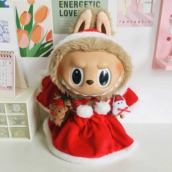Apple/Pumpkin Takeay Bag Set For 38cm Labubu Mini Doll Clothes Trendy Accessories Christmas Scarf For 38cm Ropa LabubuXJ251110