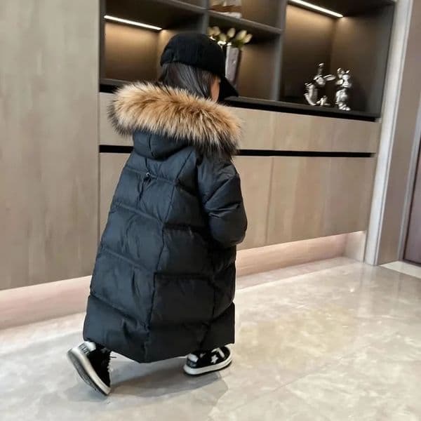 Winter Clothing For Girls Down Jacket Overknee Length Child Hooded Cotton Coat Kids Waterproof Heat Parka XMP456 2501105