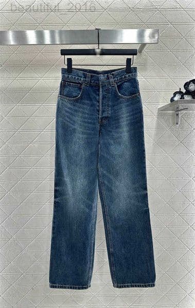 Women's Jeans designer 25 Autumn Winter New Ce Simple Casual Versatile Distressed Denim Straight Long Pants 9HYO