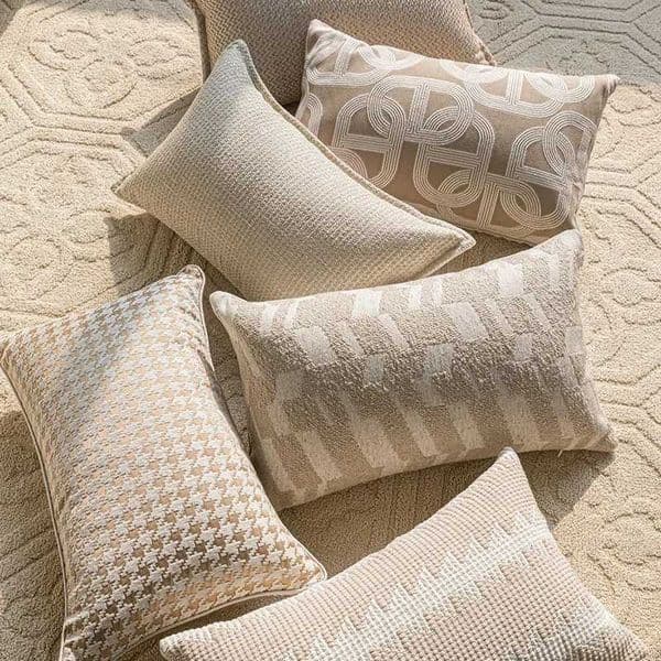 Pillow Case French Cream Jacquard Cushion Cover 30x50cm Oat Texture Embroidered Pillow Covers Decorative for Sofa Home Hotel Living Room Y251110