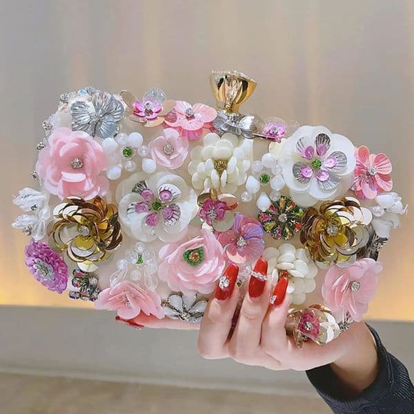 Fashion Women Bags Flower Diamonds Embroidery Small Clutch Lady Handbags Evening Bags Arrival Chain Shoulder Purse 251106