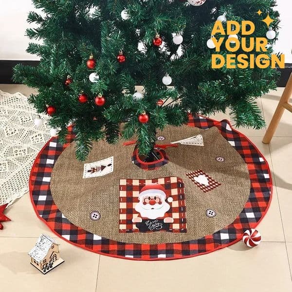 Custom 60cm Skirt Red Foot Cover Santa Claus Snowflake Christmas Tree Carpet Base Mat Decorations