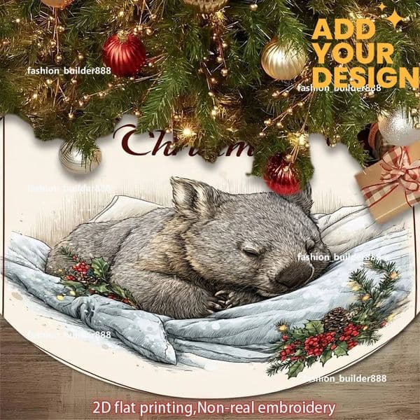 Custom Vikama Sleeping Kangaroo Playful Pattern Holiday Gatherings & Home Decor Christmas Tree Decorative Skirt