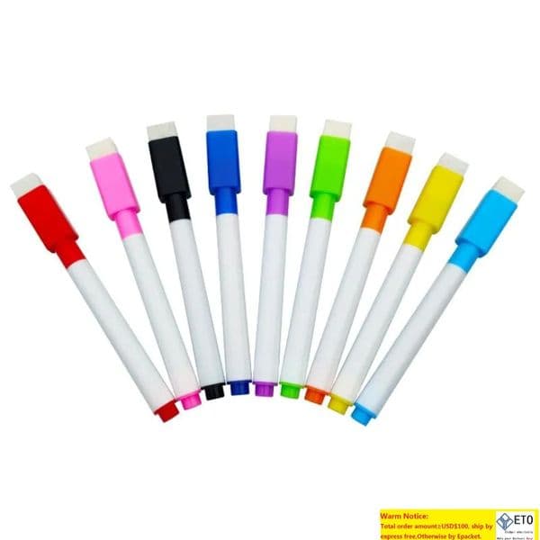 Wholesale Whiteboard Marker Magnetic Whiteboard Pen Dry Erase White Board Markers Magnet Pens Built In Eraser Office School Supplies LL