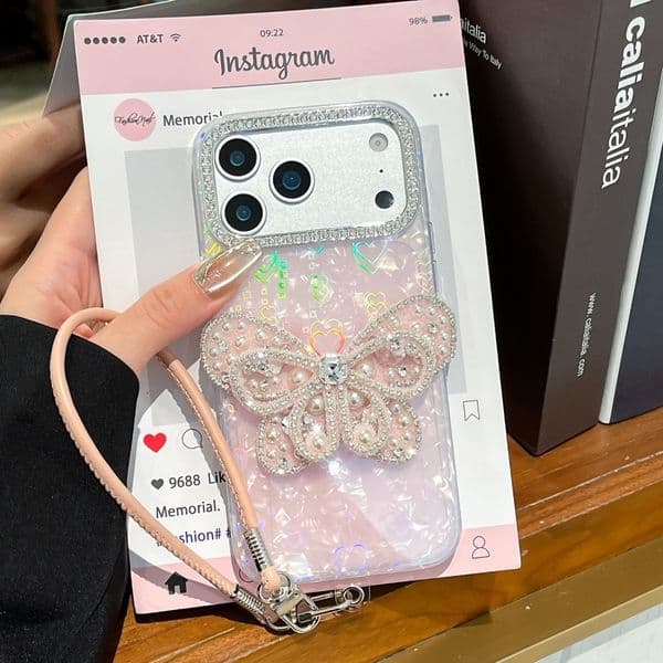 3D Butterfly Pattern Phone Case Compatible with iPhone 17/16 Cartoon Shockproof Anti-scratch Protective Case iPhone 15/14 Pro Niche