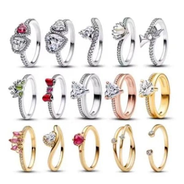 2025 Design Ring New Sparkling Double Heart, Pink Bow Ring, Suitable For Women DIY Jewelry, Wedding Gift,