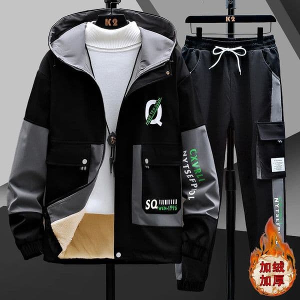 Winter Outfits Men Thick Warm Tracksuit Set Men Fashion Clothing SportswearJacket Pants 2 Piece Fleece Lined Sets 251107