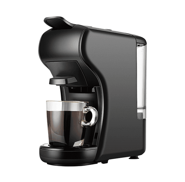 PSH1A-BK Capsule Coffee Machine-19Bar 1450W 70ml 4-in-1 Capsule Adapter (Nes, DG, ES, K-Cu) | Automatic French Press Extraction | Touch-Sensitive | Italian-Style Espresso & Mocha