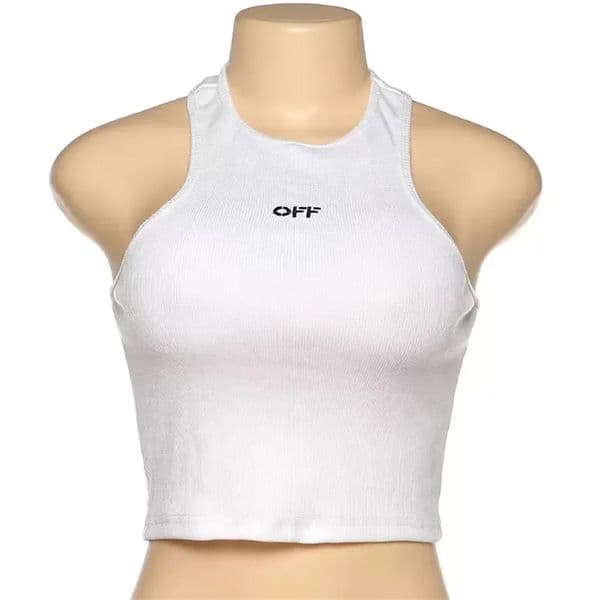 Womens Tank Top T Shirt Tops Vest Women Designer Clothes Summer T Shirts White Crop Embroidery Sexy Shoulder Casual Sleeveless Backless