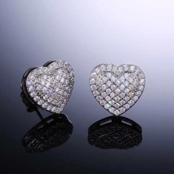 Iced Out Love Heart Diamond Earring Designer Jewelry Square Water Drop Leopard Owl Flower Charm Gold Silver Stud Earrings for Woman Birthday Mom Gift Fine Jewelry