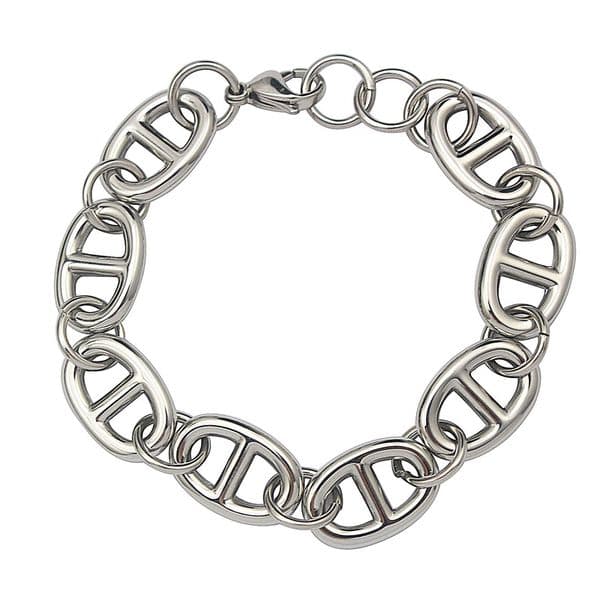 18K Gold Plated Stainless Steel Jewelry Pig Nose Chain Bracelet Miami Cuban Link Bracelet Multiple Design Chunky Bracelets Women
