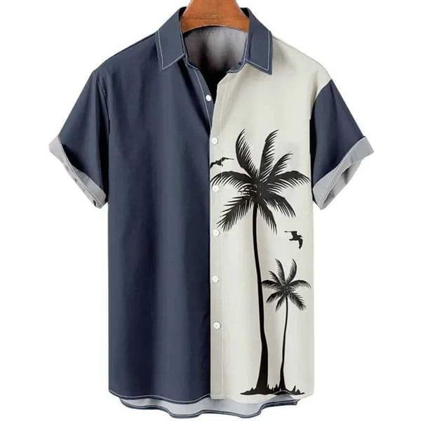 Hawaiian mens summer 3D coconut tree print mens holiday short sleeved beach top mens 6XL breathable clothing X250410