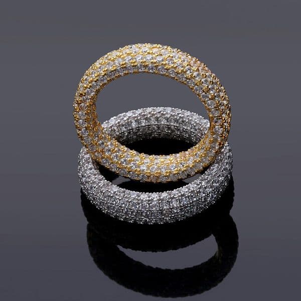 Jewelry Unisex Hip Hop Inspired Diamond Cut CZ Ring with Elegant Pave'd Design Minimalistic Fashion Statement Gender Neutral Micropaved Zirconium Hoops Ring