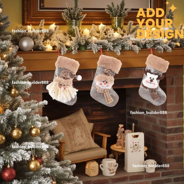 Custom 3pcs decorations, bags, children's candy stockings, Christmas tree ornaments, gift bags