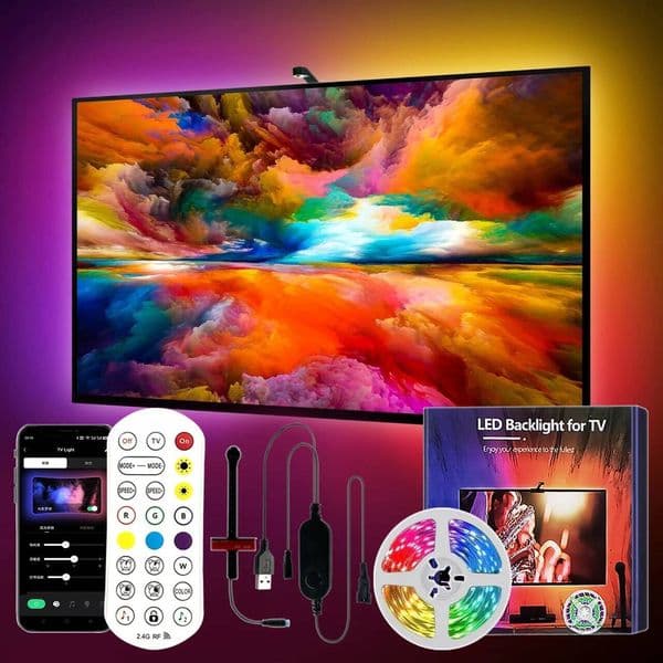 Christmas Smart Ambilight With Camera Backlight Tv Sync Light App Control 3.8M 5M 5V Usb Rgbic Led Strip Lights For Gaming Room ddmytues
