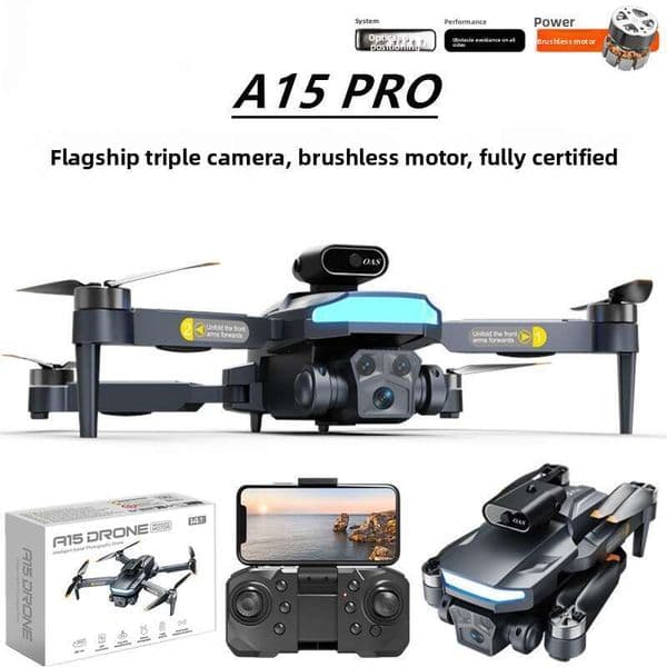 New Product A15 Pro Brushless Drone Aerial Photography Quadcopter Obstacle Avoidance Folding Remote Control Aircraft Toy