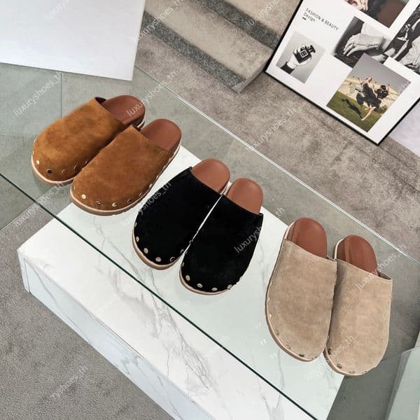 Designer Slippers PITEA Shoes Women Slipper Platform Mules Rubber Sandals Suede Slides Fashion Beach Shoes Round Toes Slippers Comfort Casual Sandal