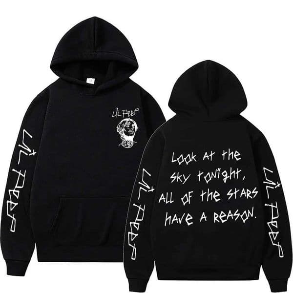 Rapper Lil Peep Look At The Sky Tonight All of The Stars Have A Reason Print Hoodie Men Women Hip Hop Oversized Hoody Sweatshirt M251111