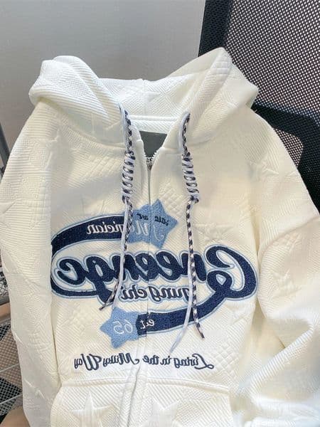 Oversized Hooded Sweatshirt Women Harajuku Letter Graphics Print Hoodies Female Korean Fashion Vintage Casual Zipper Streetwear 251105