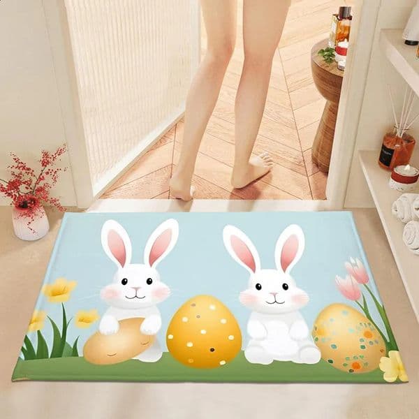 Easter kitchen mat set non-slip machine-washable polyester mat anti-fade door mat rectangular rabbit solar term decorative c 250407BJ