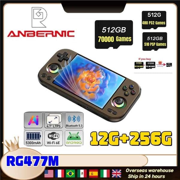 ANBERNIC RG477M Retro Handheld Game Video Player Console 47-inch LT OCA Android 14 WIFI 12G256G P 2 RG 477MM251111