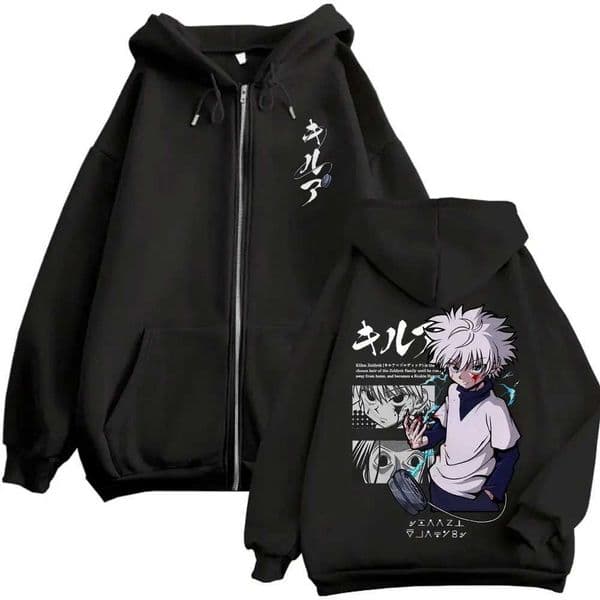 Anime Hunter X Hunter Zipper Hoodie Killua Zoldyck Graphic Hoodies Men Women Vintage Oversized Fleece Cotton Zip Up Jacket Coat M251111