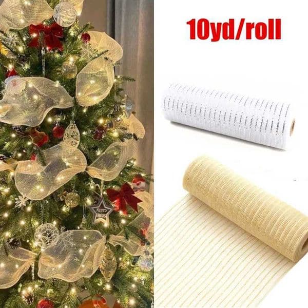 DIY Christmas Mesh Tulle Roll Ribbon Xmas Fabric Pendant for Tree Ornament Home Decor Merry Christmas 2026 New Year PresentsM251111