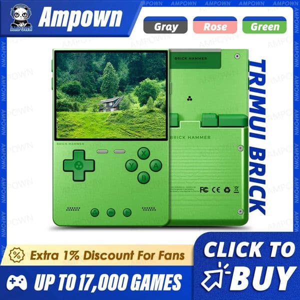 TRIMUI BRICK Hammer Handheld Game Console CNC Aluminum Alloy 32I Screen A133P Linux OS LED Lighting Free Keycap Palyer GiftM251111