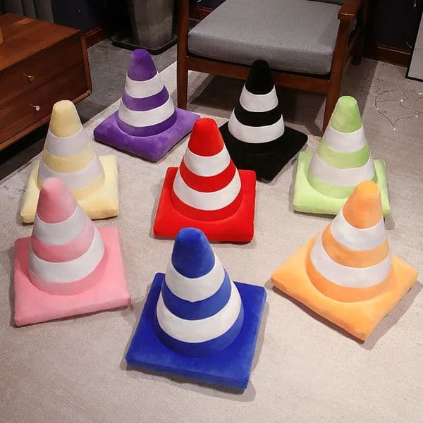 Simulation Traffic cone Plush Pillow Creative Stuffed Toy Construction Cone Sign Cushion Doll Kids Boys Road Game Gift 251110BJ