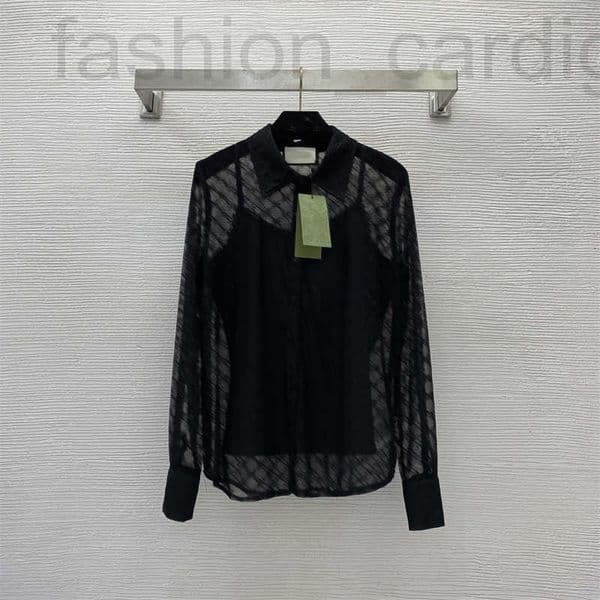 Women's Shirts Designer Blouses For women Tops sexy See Through Transparent Blouses Fashion Lapel Neck Shirt Lace Edge Camisole Smooth Fabric Shirts and Vests Set