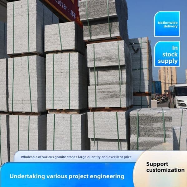 Paving Park Sesame White Granite Stone Square Fire-Burned Slab Smooth Litchi Surface Construction Manufacturer