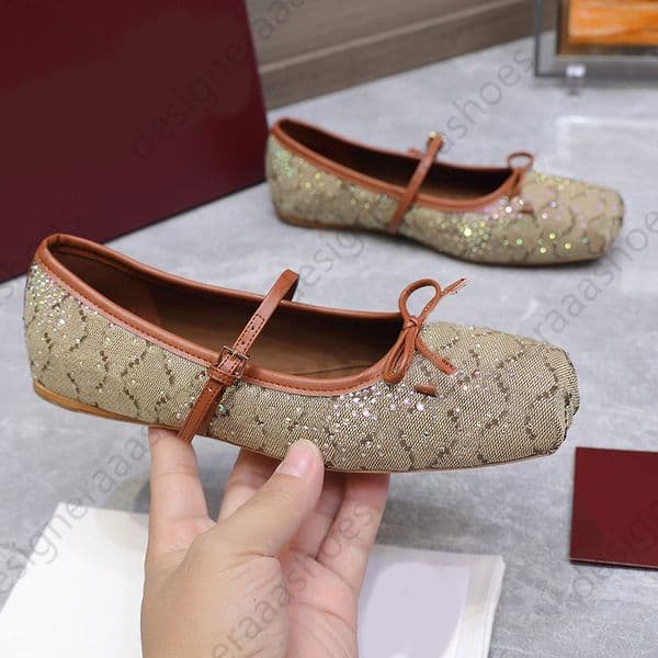 New colored crystal ballet flats designer ballerina loafers blue green dress luxury mary jane red dance loafer commuter shoes 35-42