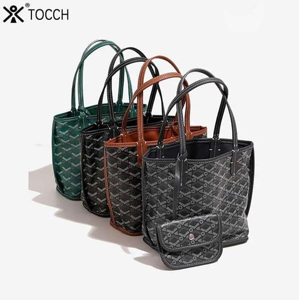 TOCCH LOGO Christmas gifts Versatile Shoulder for Women, Fashionable Teddy Bear Graffiti Tote Bag - Beige, Brown and Black tote bag Gift-giving