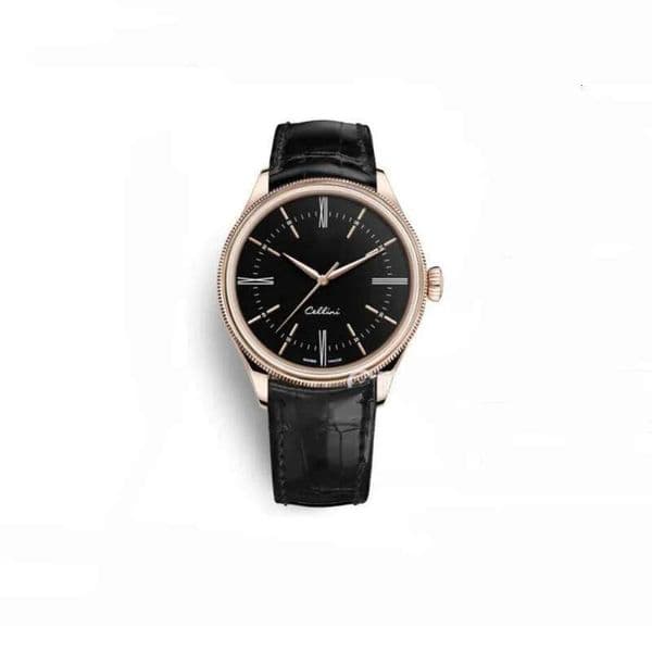 Hot Mens Watches Celi 50505 Series Sier nical watch Brown leather Strap White Dial automatic men watches Male Wristwatchesu7f5 e3
