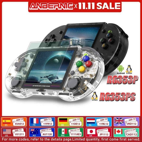 ANBERNIC RG353P RG353 64 Bit Retro Handheld Game Console RK3566 35 Inch I SCREEn support 5G WiFi 42 PlugPlayM251111