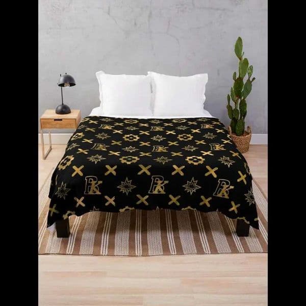Luxery Krbk Viton Black Throw Blanket Soft Cozy Home Textile For Living Room Designer C2111 B5