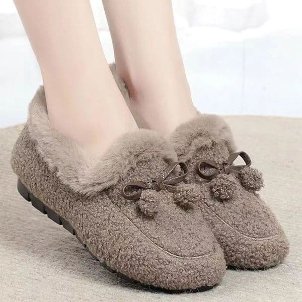 Winter Warm Womens Flat Shoes Indoor Cotton Slippers With Thick Sole -Slip Warm Footwear Soft Bottom Plush Postpartum Shoes 251111