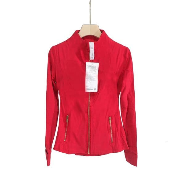 Limited Gold Zipper Yoga Jacket Stand Up Collar Yogo Outfits Clothes Long-Sleeve Thumb Hole Training Running Sweateshirt Women Slim Fiess Coat
