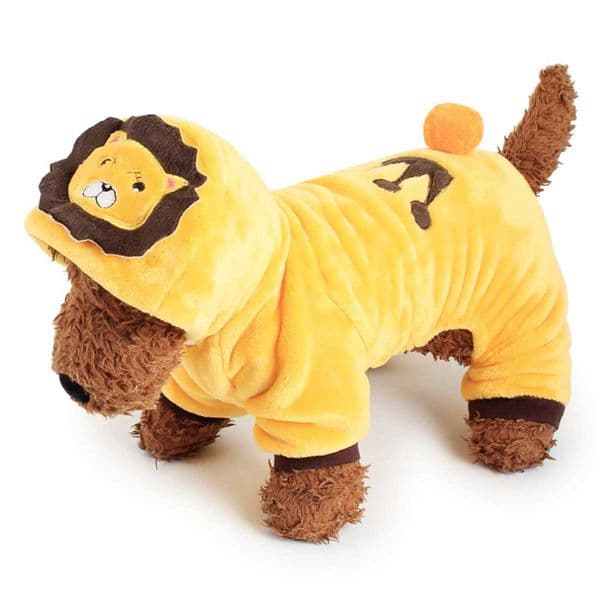 Dog Lion Costume Adorable Puppy Clothing Lion Style Hoodie Four Feet Warm Jumpsuits Small Dog Coat Comfortable Coral Fleece PetM251111