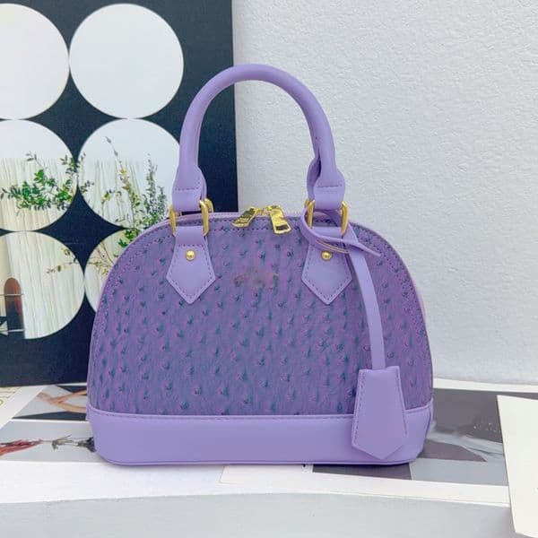 Fashionable classic Lavender Textured Dome Handbag Shoulder crossbody Bag, Durable Material Unique Design Chic Style, Ideal for Organizing Cosmetics, Cards &