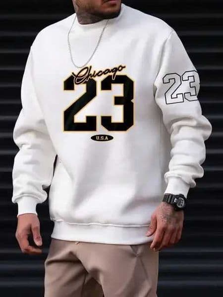 23 USA Art Letter Design Man Clothes Street Style Fleece Sweatshirts Autumn Casual Hoodies Fashionable Crewneck Pullovers M251111