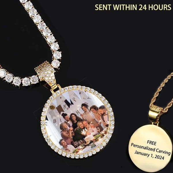 Personalized Po Medallion Bling Stone Necklace Pendant Custom Memory Picture 35MM Circle Hip Hop Jewelry Pendant 251107