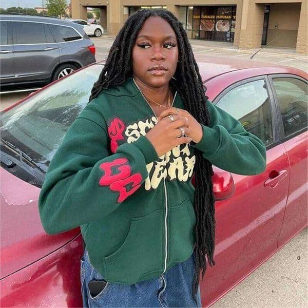 Fashionable Y2k Harajuku Casual Long Sleeved Foam Hoodie American Style New Loose Zipper Jacket Hip-Hop Street Women's Clothing